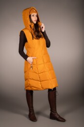 Dlouhá vesta Arezzo - hořčicová vel. S