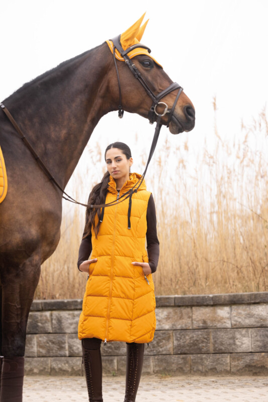 Dlouhá vesta Arezzo - hořčicová vel. S