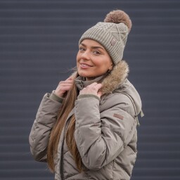 Čepice s bambulí Horka - Taupe