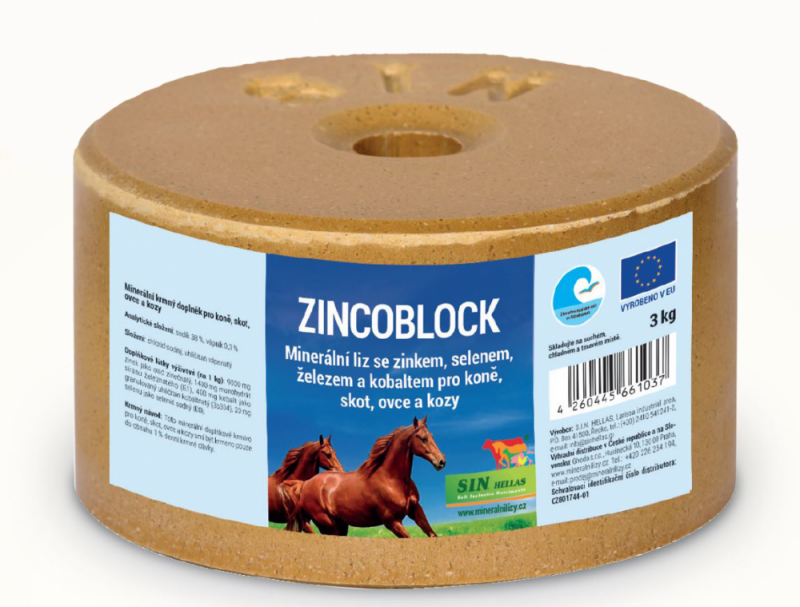 Zincoblock, minerální liz se zinkem, selenem, železem a kobaltem -  3 kg